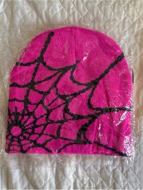 Spider Web Pink Beanie